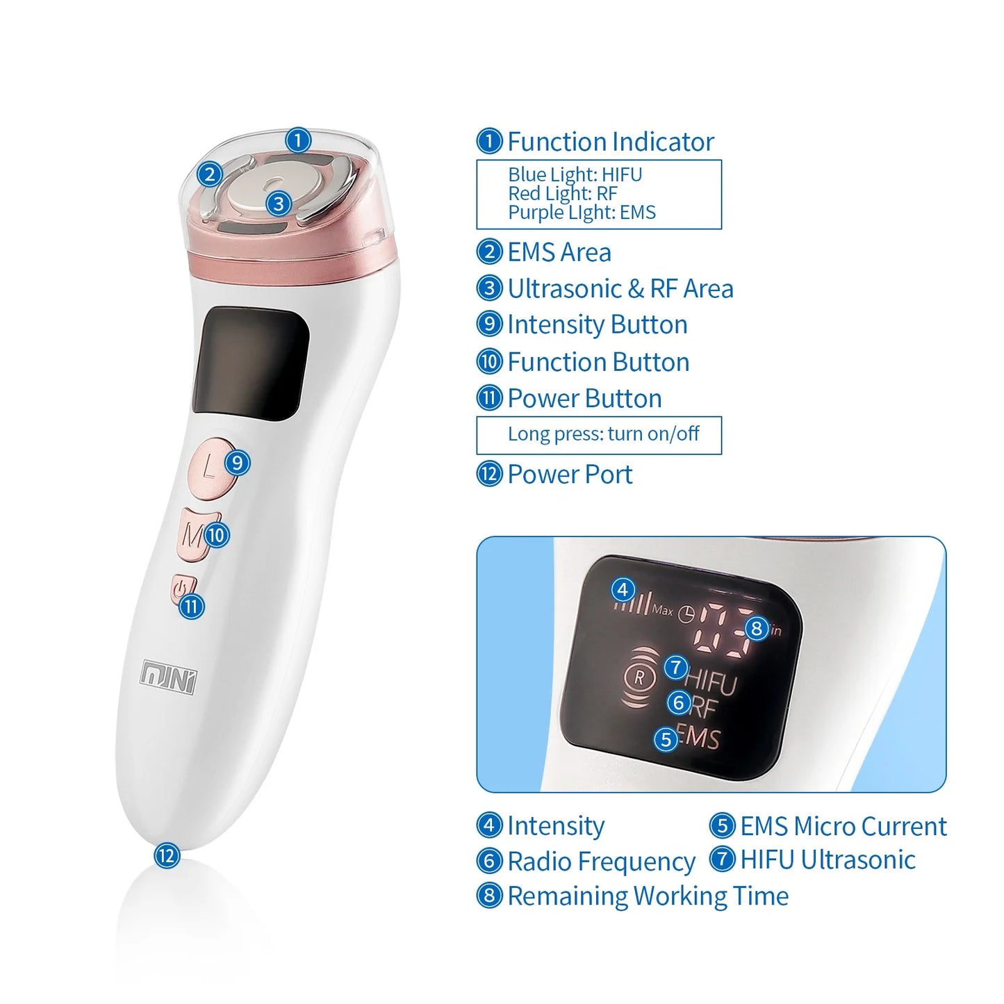Mini HIFU Machine - Ultrasonic RF Face Lifting & Skin Tightening Device